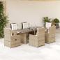 Preview: ARDEBO.de - 7-tlg. Garten-Essgruppe mit Kissen Beige Poly Rattan