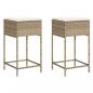 Preview: Garten-Barhocker mit Kissen 2 Stk. Beige Poly Rattan