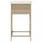 Preview: Garten-Barhocker mit Kissen 2 Stk. Beige Poly Rattan