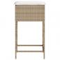 Preview: Garten-Barhocker mit Kissen 2 Stk. Beige Poly Rattan