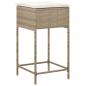 Preview: Garten-Barhocker mit Kissen 2 Stk. Beige Poly Rattan