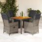 Preview: ARDEBO.de - 5-tlg. Garten-Bistro-Set mit Kissen Grau Poly Rattan