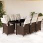 Preview: ARDEBO.de - 9-tlg. Garten-Bistro-Set mit Kissen Braun Poly Rattan