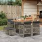 Preview: ARDEBO.de - 9-tlg. Garten-Essgruppe mit Kissen Grau Poly Rattan