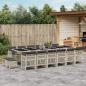 Preview: ARDEBO.de - 17-tlg. Garten-Essgruppe mit Kissen Hellgrau Poly Rattan