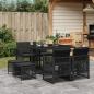 Preview: ARDEBO.de - 9-tlg. Garten-Essgruppe mit Kissen Schwarz Poly Rattan