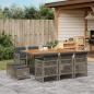 Preview: ARDEBO.de - 11-tlg. Garten-Essgruppe mit Kissen Grau Poly Rattan