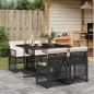 Preview: ARDEBO.de - 5-tlg. Garten-Essgruppe mit Kissen Schwarz Poly Rattan