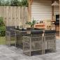 Preview: ARDEBO.de - 5-tlg. Garten-Essgruppe mit Kissen Grau Poly Rattan