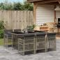 Preview: ARDEBO.de - 7-tlg. Garten-Essgruppe mit Kissen Grau Poly Rattan