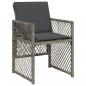 Preview: 7-tlg. Garten-Essgruppe mit Kissen Grau Poly Rattan