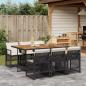 Preview: ARDEBO.de - 7-tlg. Garten-Essgruppe mit Kissen Schwarz Poly Rattan