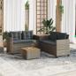 Preview: ARDEBO.de - Gartensofa in L-Form mit Tisch und Kissen Grau Poly Rattan