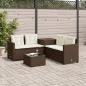 Preview: ARDEBO.de - Gartensofa in L-Form mit Tisch und Kissen Braun Poly Rattan