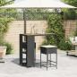 Preview: 3-tlg. Gartenbar-Set mit Kissen Schwarz Poly Rattan