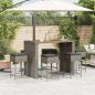 Preview: 7-tlg. Gartenbar-Set mit Kissen Grau Poly Rattan