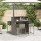 Preview: 5-tlg. Gartenbar-Set mit Kissen Grau Poly Rattan