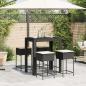 Preview: 5-tlg. Gartenbar-Set mit Kissen Schwarz Poly Rattan