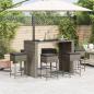 Preview: 7-tlg. Gartenbar-Set mit Kissen Grau Poly Rattan