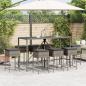 Preview: 9-tlg. Gartenbar-Set mit Kissen Grau Poly Rattan