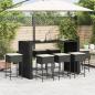 Preview: 9-tlg. Gartenbar-Set mit Kissen Schwarz Poly Rattan