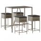 Preview: 5-tlg. Gartenbar-Set mit Kissen Grau Poly Rattan