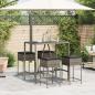 Preview: 5-tlg. Gartenbar-Set mit Kissen Grau Poly Rattan