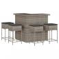 Preview: 5-tlg. Gartenbar-Set mit Kissen Grau Poly Rattan