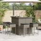 Preview: 5-tlg. Gartenbar-Set mit Kissen Grau Poly Rattan