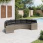 Preview: ARDEBO.de - Gartensofa mit Kissen Halbrund Grau Poly Rattan