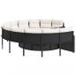 Preview: Gartensofa mit Tisch und Kissen Rund Schwarz Poly-Rattan