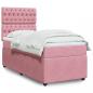 Preview: ARDEBO.de - Boxspringbett mit Matratze Rosa 100x200 cm Samt