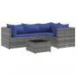 Preview: 5-tlg. Garten-Lounge-Set mit Kissen Grau Poly Rattan