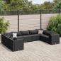 Preview: ARDEBO.de - 9-tlg. Garten-Lounge-Set mit Kissen Schwarz Poly Rattan