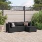 Preview: ARDEBO.de - 4-tlg. Garten-Lounge-Set mit Kissen Schwarz Poly Rattan