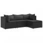 Preview: 4-tlg. Garten-Lounge-Set mit Kissen Schwarz Poly Rattan