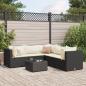 Preview: ARDEBO.de - 6-tlg. Garten-Lounge-Set mit Kissen Schwarz Poly Rattan