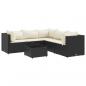 Preview: 6-tlg. Garten-Lounge-Set mit Kissen Schwarz Poly Rattan