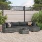 Preview: ARDEBO.de - 6-tlg. Garten-Lounge-Set mit Kissen Grau Poly Rattan