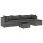 Preview: 6-tlg. Garten-Lounge-Set mit Kissen Grau Poly Rattan