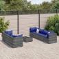 Preview: ARDEBO.de - 8-tlg. Garten-Lounge-Set mit Kissen Grau Poly Rattan