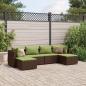 Preview: ARDEBO.de - 6-tlg. Garten-Lounge-Set mit Kissen Braun Poly Rattan