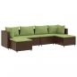 Preview: 6-tlg. Garten-Lounge-Set mit Kissen Braun Poly Rattan