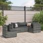 Preview: ARDEBO.de - 5-tlg. Garten-Lounge-Set mit Kissen Grau Poly Rattan