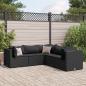 Preview: ARDEBO.de - 5-tlg. Garten-Lounge-Set mit Kissen Schwarz Poly Rattan