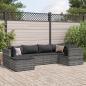 Preview: ARDEBO.de - 6-tlg. Garten-Lounge-Set mit Kissen Grau Poly Rattan