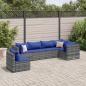 Preview: ARDEBO.de - 6-tlg. Garten-Lounge-Set mit Kissen Grau Poly Rattan