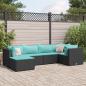 Preview: ARDEBO.de - 6-tlg. Garten-Lounge-Set mit Kissen Schwarz Poly Rattan