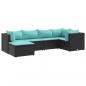 Preview: 6-tlg. Garten-Lounge-Set mit Kissen Schwarz Poly Rattan