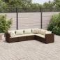 Preview: ARDEBO.de - 6-tlg. Garten-Lounge-Set mit Kissen Braun Poly Rattan